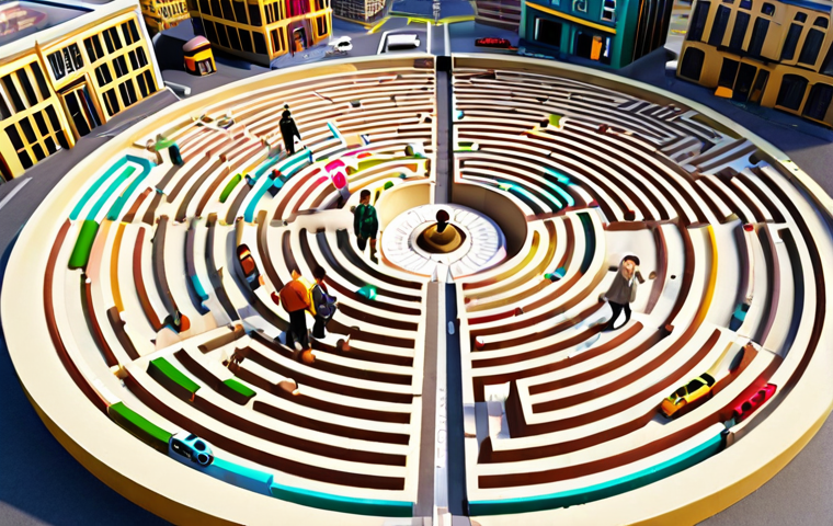 **

"A colorful, intricate labyrinth representing public service career options. Inside, a young, diverse group of people is shown navigating it with maps and compasses (representing self-knowledge and research). The exit shows a bright, hopeful cityscape with modern buildings, symbolizing a fulfilling public service career. The style is vibrant and slightly surreal, like a dream."

**