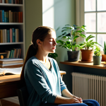 공무원 시험 공부 중 슬럼프 극복 방법 - Serene Study Space**

"A young woman fully clothed in comfortable attire, practicing deep breathing ...