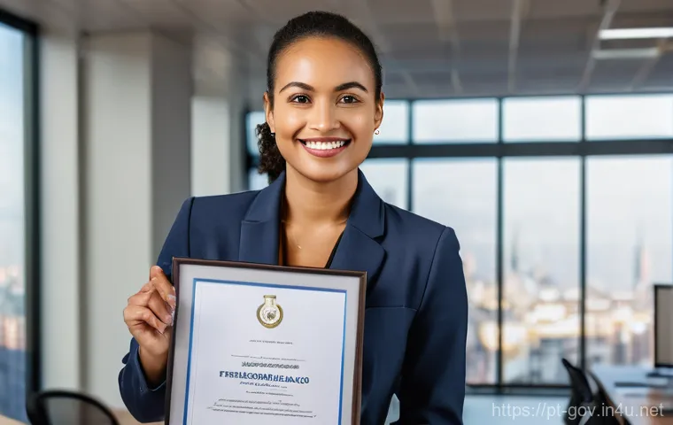 공무원 직무와 관련된 주요 자격증 분석 - **Image Prompt 1: Focused on Future Success**
    "A diverse young adult, approximately 25-30 years ...