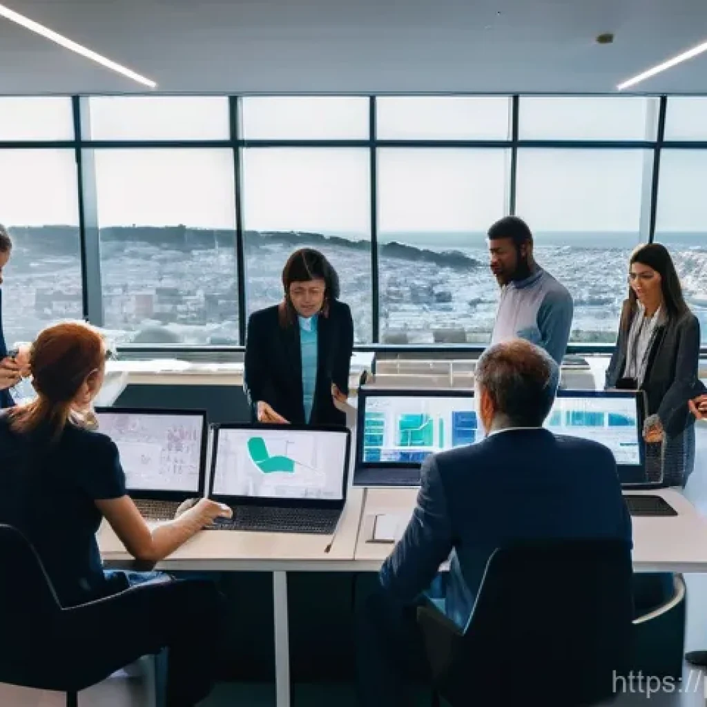 공무원 조직 내 협력 사례와 성공 요인 - **Prompt:** A vibrant, high-angle wide shot of a diverse group of public servants (men and women of ...