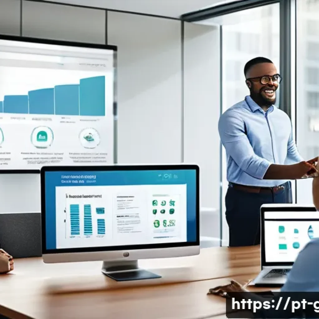 공무원 승진을 위한 자기계발 전략 - A professional office scene featuring a diverse group of public sector employees in business casual ...