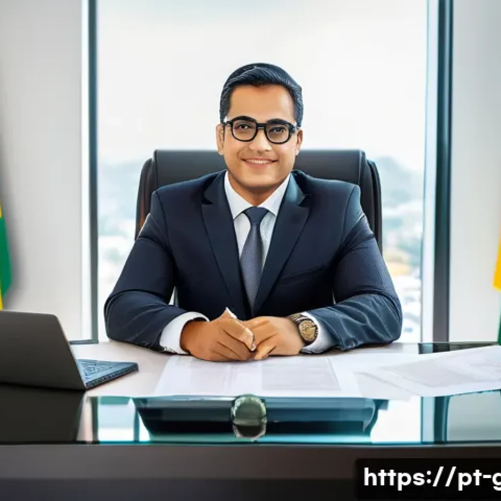 공무원 직무와 직렬 선택의 주요 차이점 - A professional public servant in a modern Brazilian government office, wearing formal business attir...