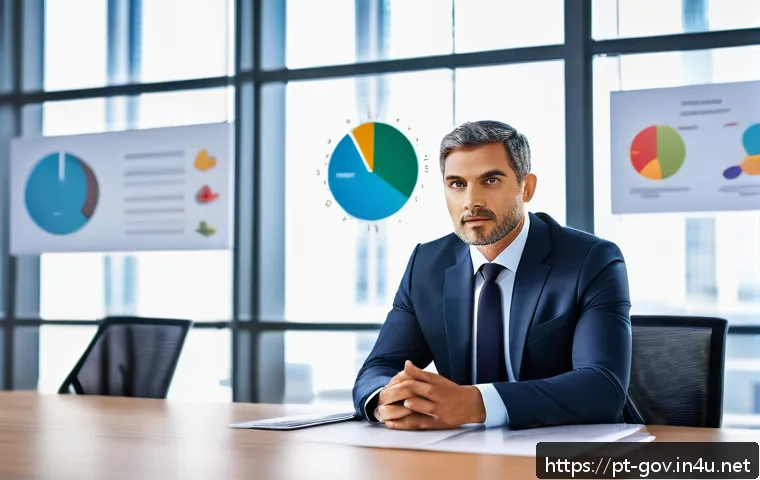 공무원 시험 합격 후 첫 직무 적응기 - A professional public servant in a modern government office environment, dressed in formal business ...