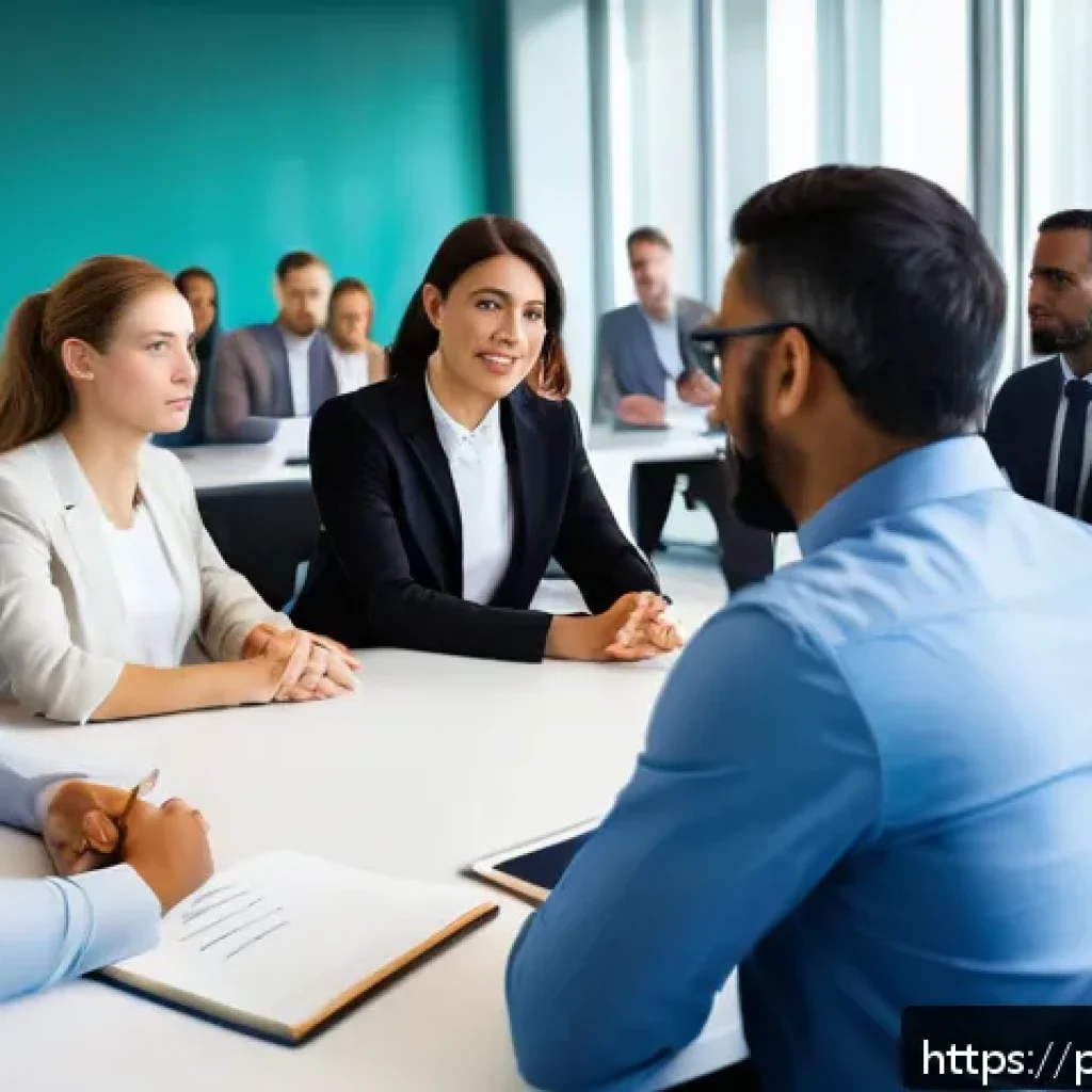 공무원 조직 내 갈등 해결 사례 - A diverse group of public service employees engaged in an active listening session in a modern gover...