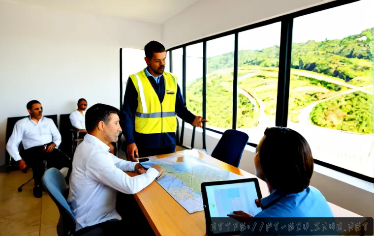 공무원 조직 내 문제 해결 사례 - Photorealistic municipal public service team in a Brazilian city office collaboratively solving a co...
